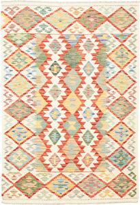 Tappeto Kilim Afghanistan Astratto Multicolore Avorio 123x176 Cm