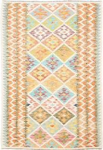 Tappeto Kilim Afghanistan Geometrico Avorio Multicolore Pastello 125x159 Cm