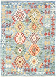 Tappeto Kilim Afghanistan Astratto Azzurro Multicolore 128x178 Cm