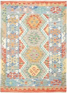 Tappeto Kilim Afghanistan Geometrico Multicolore Vibrante 133x182 Cm