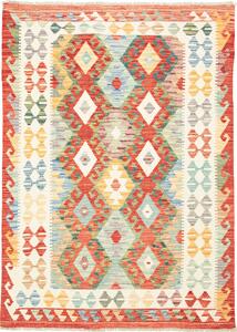 Tappeto Kilim Afghanistan Geometrico Multicolore Rosso 126x178 Cm