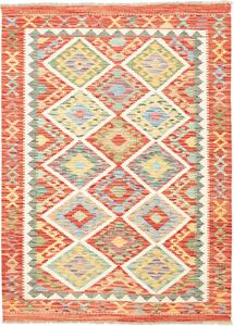 Tappeto Kilim Afghanistan Geometrico Rosso Multicolore 128x176 Cm