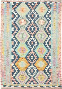 Tappeto Kilim Afghanistan Geometrico Blu Pastello 129x179 Cm