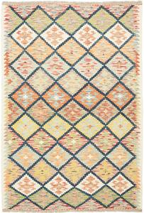 Tappeto Kilim Afghanistan Astratto Giallo Arancio 125x188 Cm
