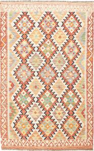 Tappeto Kilim Afghanistan Astratto Crema Arancio 120x188 Cm