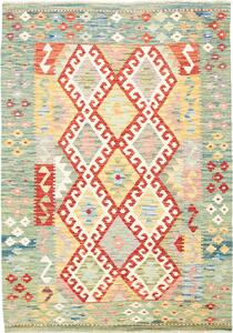 Tappeto Kilim Afghanistan Geometrico Turchese Rosso 127x178 Cm