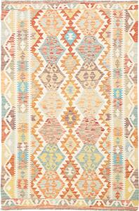 Tappeto Kilim Afghanistan Geometrico Multicolore Pastello Chiaro 125x189 Cm