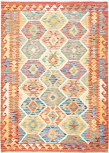 Tappeto Kilim Afghanistan Geometrico Multicolore Terracotta 128x176 Cm