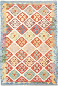 Tappeto Kilim Afghanistan Astratto Crema Arancione 126x186 Cm