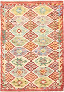 Tappeto Kilim Afghanistan Geometrico Rosso Multicolore 125x178 Cm