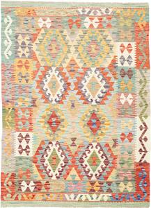 Tappeto Kilim Afghanistan Geometrico Multicolore Brillante 129x178 Cm