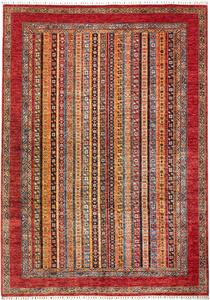 Tappeto Shall Pakistan Geometrico Rosso Multicolore 219x307 Cm
