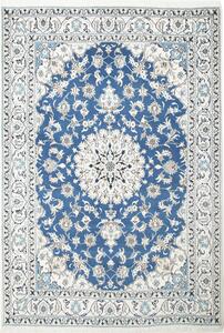 Tappeto Nain Kashmar Persia Medaglione Blu Crema 168x247 Cm