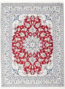 Tappeto Nain Kashmar Persia Medaglione Rosso Avorio 150x196 Cm