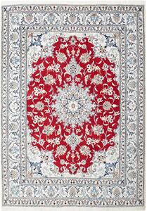 Tappeto Nain Kashmar Persia Medaglione Rosso Bianco 147x208 Cm