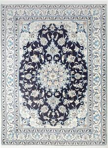 Tappeto Nain Kashmar Persia Medaglione Blu Crema 150x203 Cm