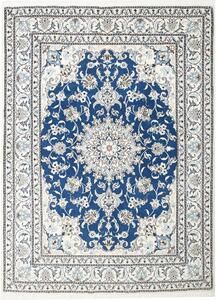 Tappeto Nain Kashmar Persia Medaglione Blu Crema 152x205 Cm
