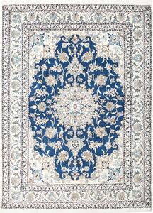 Tappeto Nain Kashmar Persia Medaglione Blu Crema 153x210 Cm