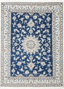 Tappeto Nain Kashmar Persia Medaglione Blu Crema 150x203 Cm