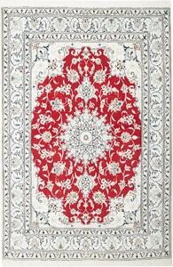 Tappeto Nain Kashmar Persia Medaglione Rosso Avorio Blu 145x220 Cm