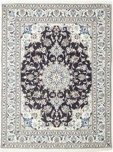 Tappeto Nain Kashmar Persia Medaglione Blu Avorio 150x202 Cm