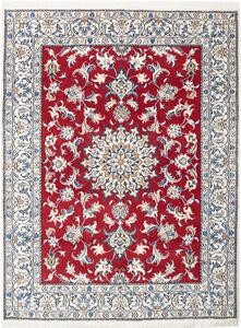 Tappeto Nain Kashmar Persia Medaglione Rosso Crema 150x188 Cm