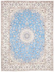 Tappeto Nain 9la Persia Medaglione Celeste Avorio Beige 255x350 Cm
