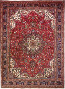 Tappeto Tabriz Persia Medaglione Rosso Blu Scuro 255x347 Cm