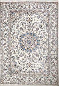 Tappeto Nain Kashmar Persia Medaglione Crema Blu 255x365 Cm
