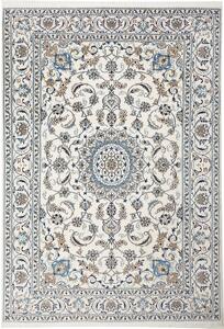 Tappeto Nain Kashmar Persia Medaglione Avorio Blu 198x290 Cm