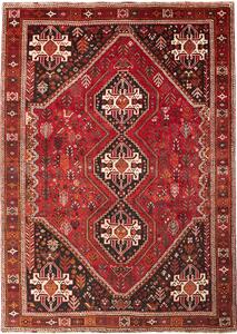 Tappeto Shiraz Persia Geometrico Rosso Nero 215x300 Cm