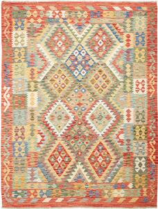 Tappeto Kilim Afghanistan Geometrico Multicolore Rosso 183x243 Cm