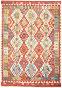 Tappeto Kilim Afghanistan Geometrico Rosso Beige 176x248 Cm