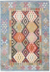 Tappeto Kilim Afghanistan Geometrico Blu Multicolore 167x239 Cm