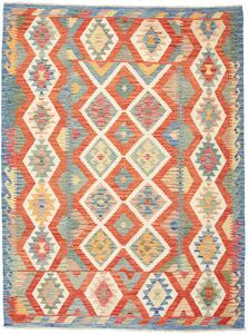 Tappeto Kilim Afghanistan Astratto Arancio Azzurro 180x239 Cm