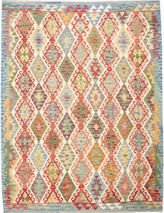 Tappeto Kilim Afghanistan Geometrico Blu Rosso 181x237 Cm