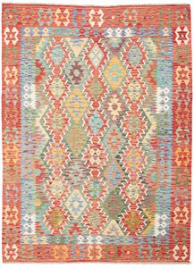 Tappeto Kilim Afghanistan Astratto Rosso Azzurro 178x240 Cm