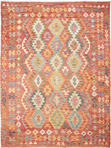 Tappeto Kilim Afghanistan Astratto Rosso Mattone Multicolore 173x230 Cm
