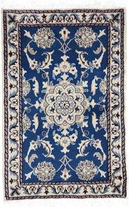 Tappeto Nain Kashmar Persia Medaglione Blu Zaffiro Crema 60x90 Cm