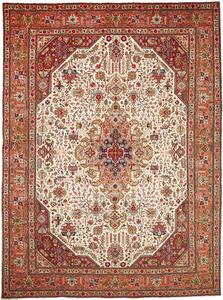 Tappeto Tabriz Persia Medaglione Crema Rosso 245x330 Cm