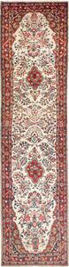 Tappeto Hamadan Persia Floreale Crema Rosso 94x368 Cm