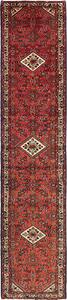 Tappeto Hamadan Persia Astratto Rosso Crema 90x405 Cm
