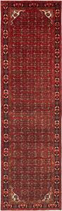 Tappeto Hamadan Persia Geometrico Rosso Bordeaux Blu 117x412 Cm