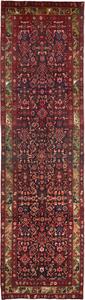Tappeto Hamadan Persia Geometrico Blu Rosso 115x426 Cm