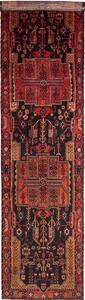 Tappeto Hamadan Persia Astratto Nero Rosso 120x460 Cm