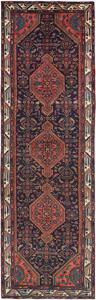 Tappeto Hamadan Persia Floreale Blu Rosso Mattone 110x360 Cm