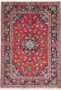 Tappeto Kashan Fine Persia Medaglione Rosso Blu Scuro 97x146 Cm