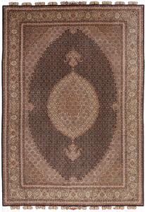 Tappeto Tabriz 50 Raj Mahi Persia Medaglione Marrone Scuro Beige 207x302 Cm
