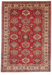 Tappeto Kazak Fine Pakistan Astratto Rosso Blu 143x205 Cm