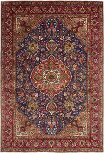 Tappeto Tabriz Persia Medaglione Blu Rosso 208x308 Cm